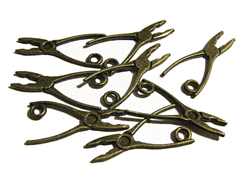 Anhnger Zange, bronzefarben, ca. 53x46mm